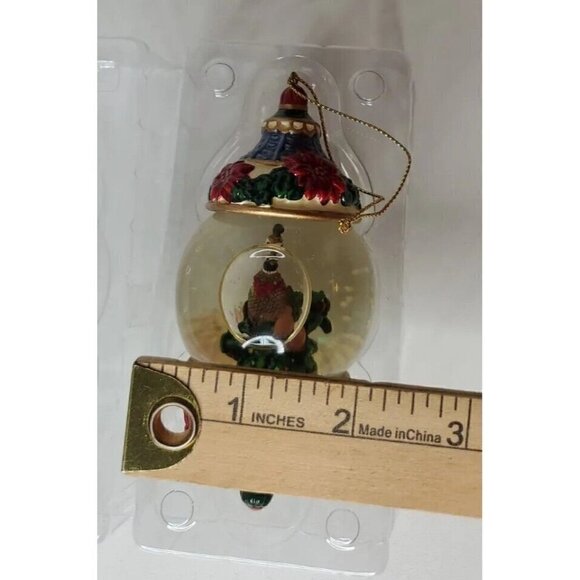 Christmas Ornament waterglobe lot of 4 Santa, Tree, Drummer, Partridge Kirkland - Picture 14 of 15